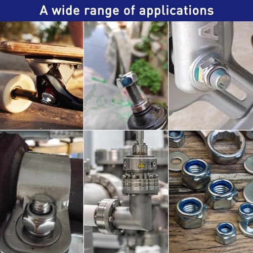 FOMGIIN Sechskantmuttern Muttern M5, 10 Stück Selbstsichernd Sicherungsmuttern 304 Edelstahl Mutter Selbstsichernde Stoppmutter, DIN985 A2 V2A Sechskant Edelstahlmutter Stoppmuttern Kontermuttern