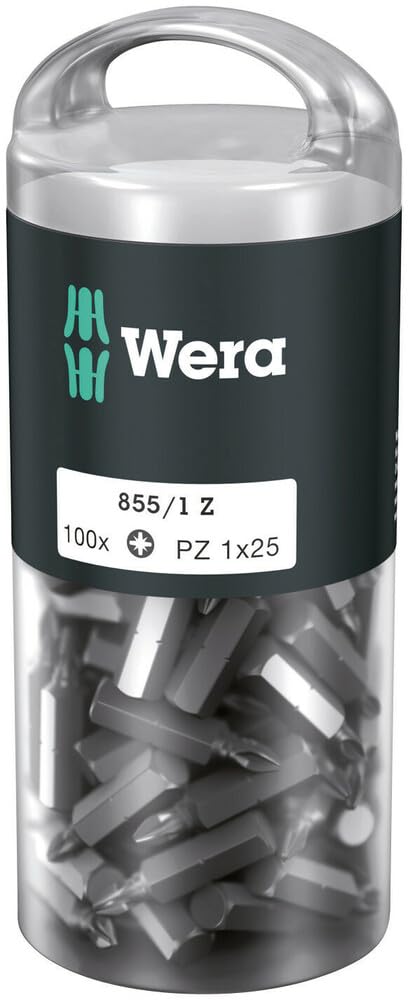 Wera, 855/1 Z DIY 100 Inserti Pozidriv, PZ 1 x 25 mm (100 Bits pro Box)