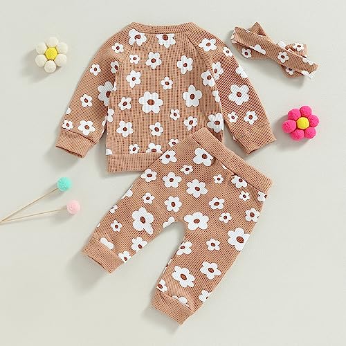 Toddler Baby Girl Fall Winter Clothes Newborn Infant Floral Pullover Sweatshirt T-Shirts+Pants 3PCS Outfits Set3