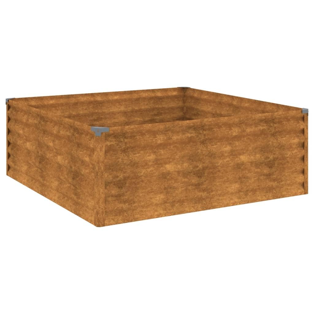 VIDAXL Corten Steel Raised Garden Bed 100 x 100 x 36cm Brown