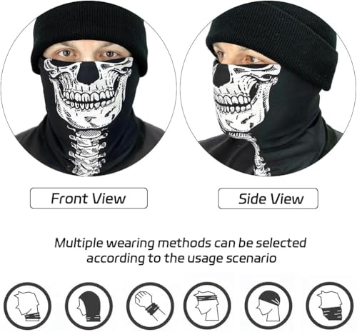 9 Pcs Neck Gaiter Face Mask Men Women Sun UV Protection Seamless Skull Bandanas Seamless Bandana Rave Face Cover Scarf Mask - Thumbnail 4