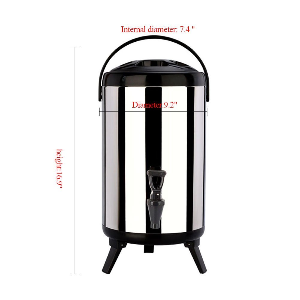 Dispensador de bebidas de acero inoxidable con doble pared y espiga para agua caliente, té, café, zumo