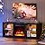 Zionheat 58'' TV Stand with 18'' Fireplace-LED Light Entertainment Center for 65 inch TV-Black TV Cabinet with Adjustable Glass Shelves, Modern TV Console for Living Room