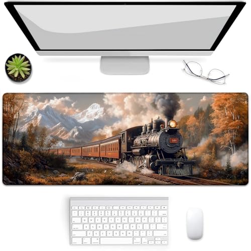 Tapis de souris de jeu avec base en caoutchouc antidérapant motif train vintage