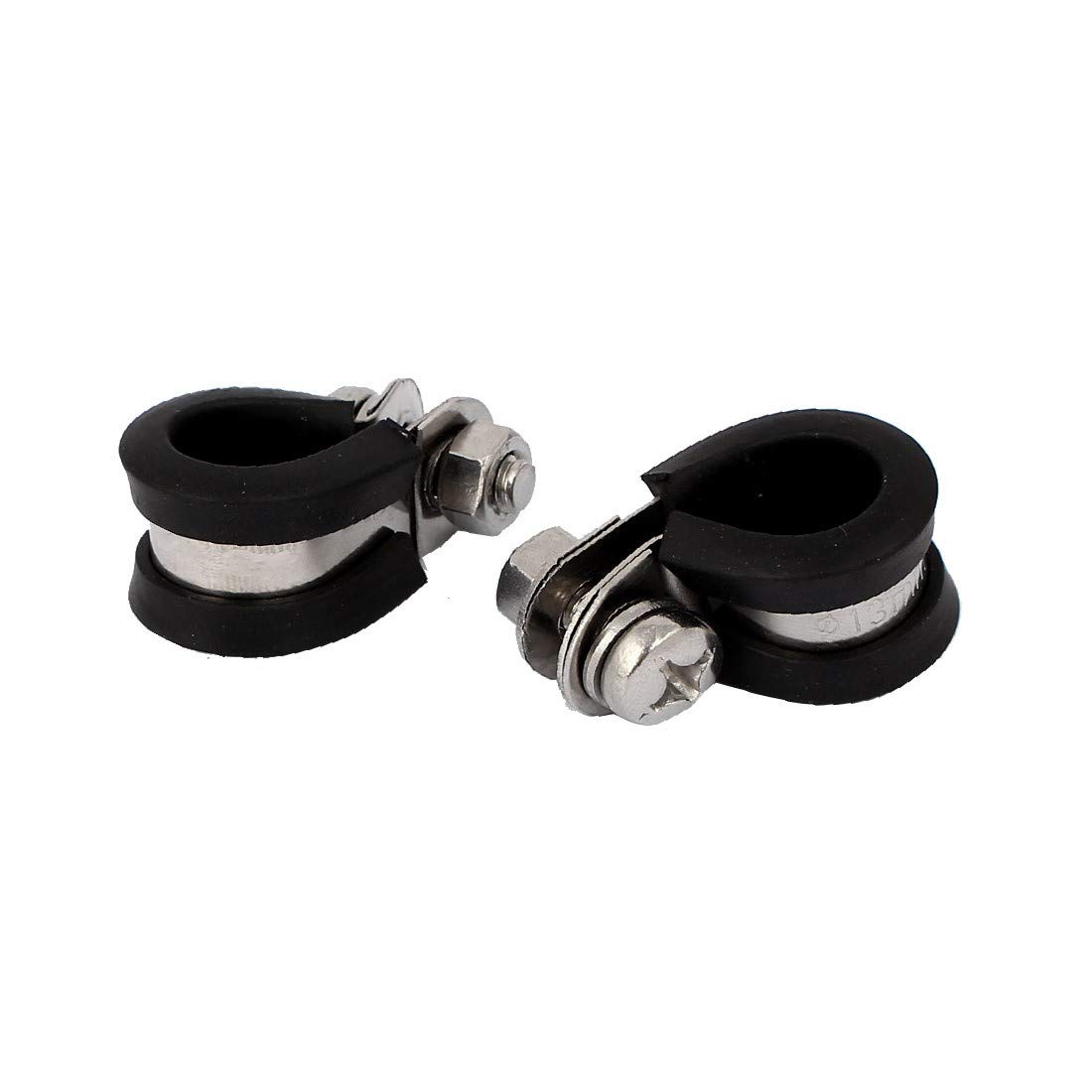 Silber Jubiläumsklemmen, Schlauchklemmen, 13 mm 304 Edelstahl EPDM, zuverlässige Wirksamkeit, mit Gummi ausgekleidet, P-Clips, Kabelmontage, Schlauchrohrschelle, 5 Stück (Farbe: mehrere Farben) (Farbe