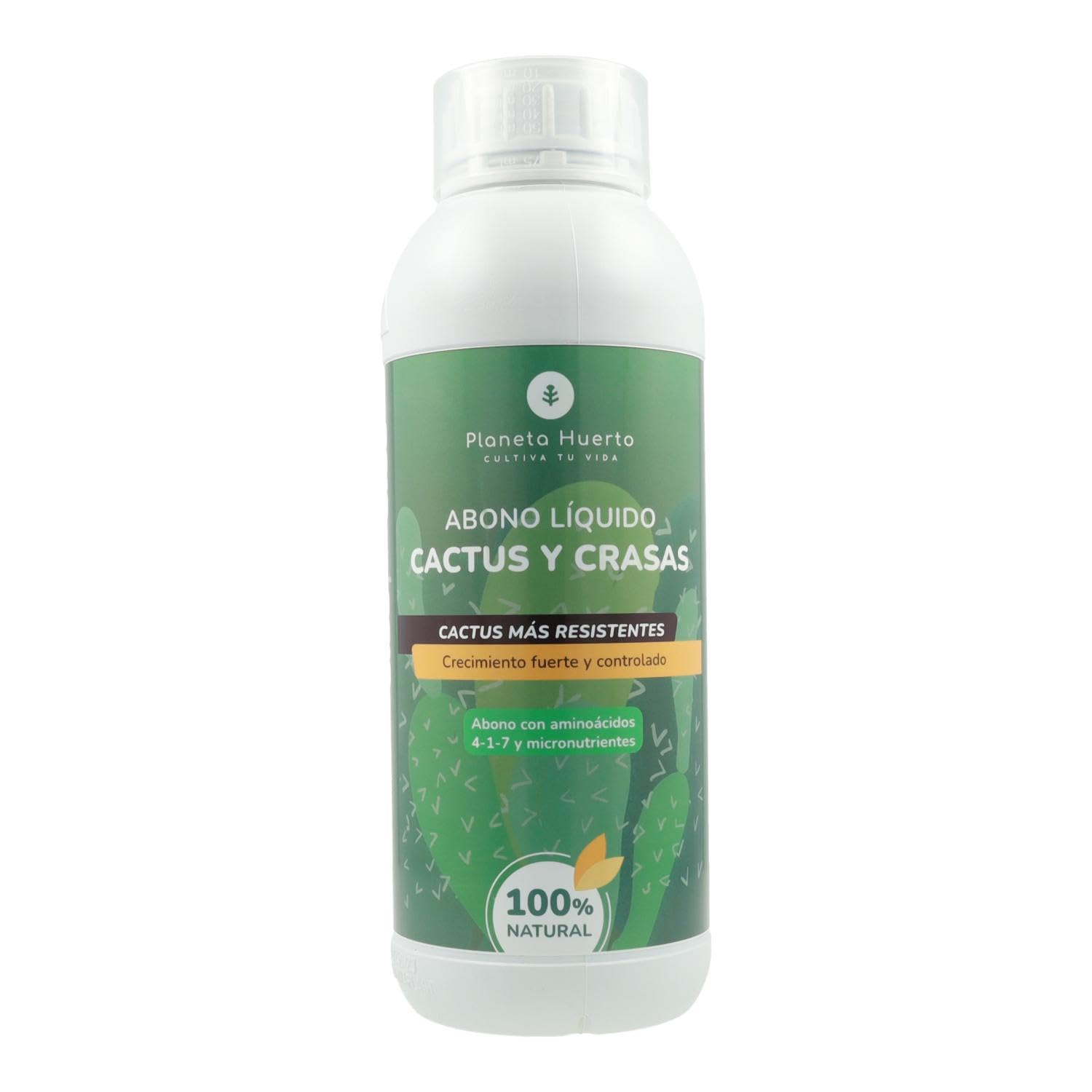 PLANETA HUERTO | Engrais liquide pour cactus et plantes succulentes 1 L – Engrais liquide biologique avec acides aminés et micronutriments, favorise la croissance