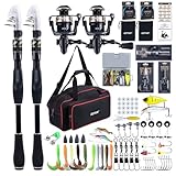 Goture Fishing Rod and Reel Combo - 7FT Carbon Fiber Telescopic Fishing Pole - 2 rods & 2 reels with Oxford Fishing Bag - A