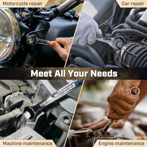 ironcube Combination Wrench Set Long Metric: 15-Piece 8mm to 22mm - Chrome Vanadium Steel - Mirror Polished With Carry Bag For Car or Motorcycle Trunk Tools