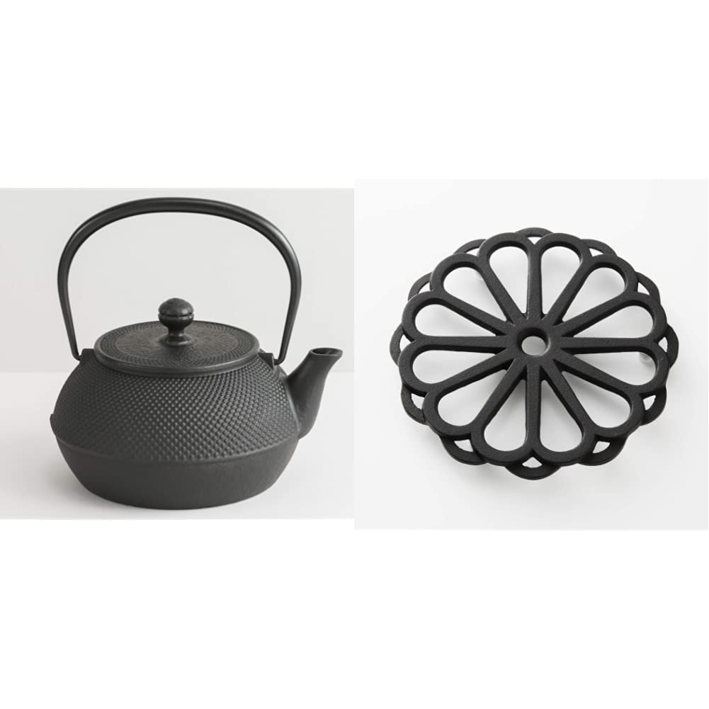 Amazon｜岩鋳 Iwachu 鉄瓶 7型アラレ IH対応 黒焼付(釜焼) 0.9L 南部