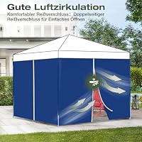 Sekey 2PCS Seitenwände für Pavillon 3x3 Wasserdicht Winterfest, Seitenwände für Pavillon Partyzelt Gartenzelt 3x3m, 1 Fenster 1 Tür, (Navy, 2 Türen) – Ansicht 6
