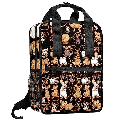 Sac à dos garçon pour l'école et le pique-nique avec imprimé souris et rats multicolore