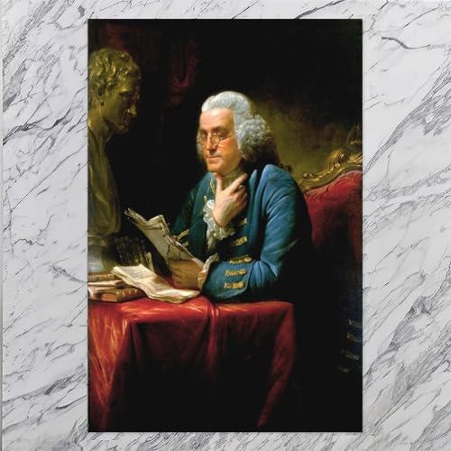 Portrait de Benjamin Franklin impression sur toile David Martin sans cadre 30x45 cm