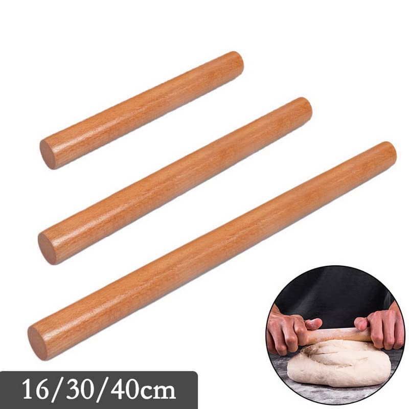 Rodillo de madera para hornear, rodillo de repostería en relieve para manualidades de pasteles, herramienta de cocina ideal para enrollar fondant y masa, opciones de 16/30/40 cm