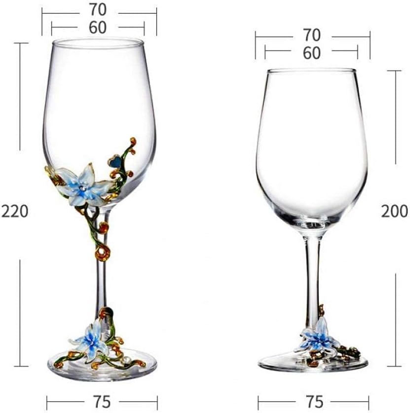 XUDREZ Painted Enamel Flower Lead-Free Wine Glasses,320ml/10.8 OZ Red/White Crystal Wine Glasses (Pink Cup Lily) - Image 3