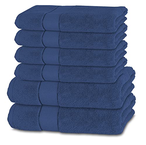 Bananalu 2 Badetücher + 4 Handtücher Set 100% Baumwolle Qualität Frottiertuch Duschtücher dunkel Blau Twilight Blue 19-3938 Cover