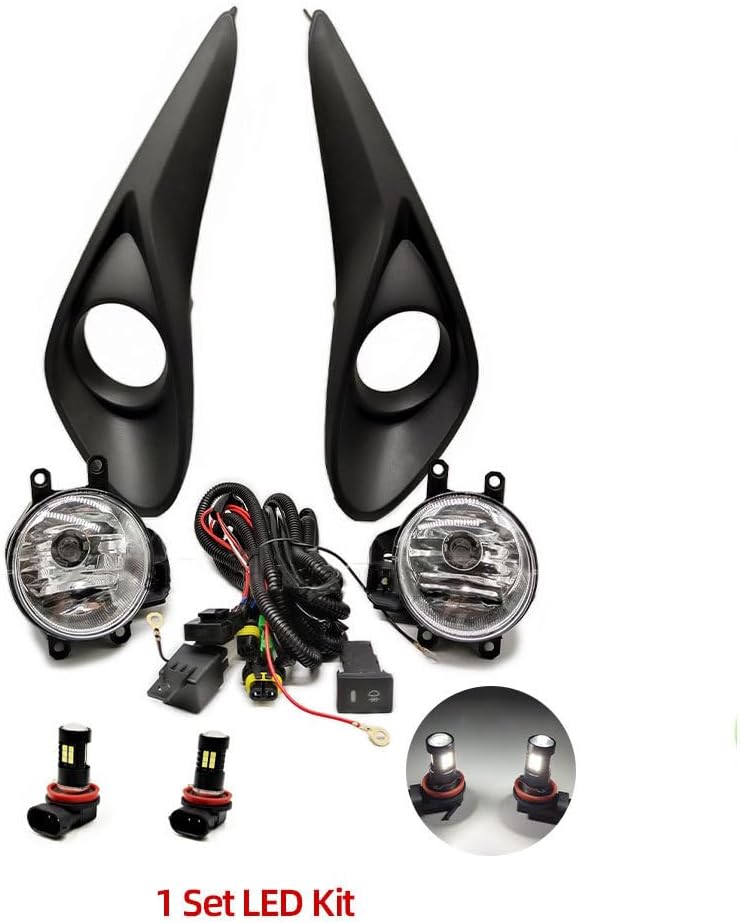 BAKUGO 1 Set Car LED Fog Light Assembly Halogen Front Bumper Lamp Harness Wiring Cover Grille for Toyota Aqua Prius 2018 2019-LED Set