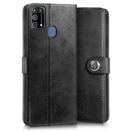 Image of WOW IMAGINE Shock Proof Flip Cover Back Case for Samsung Galaxy M31 | F41 | M31 Prime (Magnetic Button Flip Case | Wallet Pockets & Stand | Leather Finish | Haze Black)