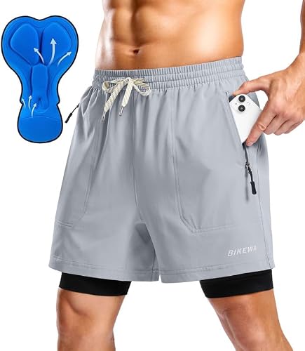 Bikewa Men's Mountain Bike Shorts 4D Padded Loose-fit Cycling Biking