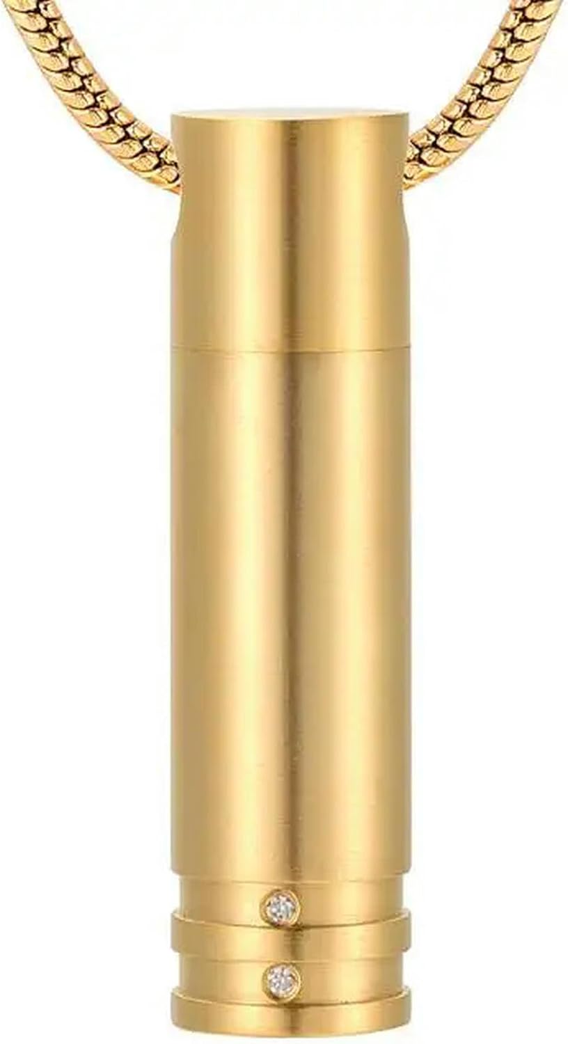 BIAIHQIE Memorial Urn Pendant for Human/Pet Ashes 316L Stainless Steel Cylinder Keepsake Cremation Jewelry for Men-Rose Gold