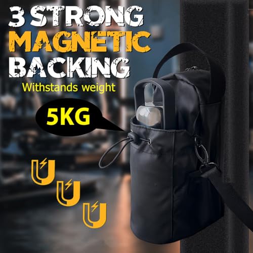 Moulin Fitness Magnetic Gym Bags,Magnetics Water Bottle Gym Bag,Magnetic Gyms Bag Sling Bags for Men/Women,Securely Attaches to Gyms Equipment,for Trave,Sports,Work,Fitness (1Pcs)2