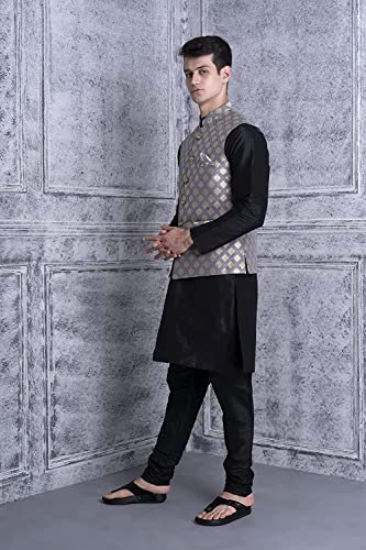Image of Uri and MacKenzie Men's Silk Blend Kurta Pajama with Designer Ethnic Nehru Jacket /Modi Jacket