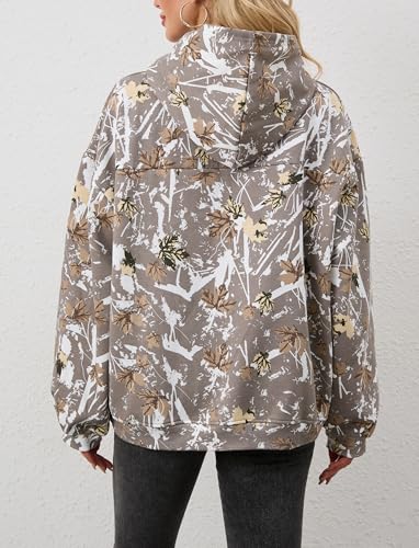 Image of Dsewpaur Camo Hoodie For Women Oversized Long Sleeve Drop Shoulder Fleece Hooded Sweatshirt Pullover With Pocket Outfits