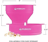 Vista 43 de Plegable silicona microondas aire caliente palomitas popcorn Popper Bowl con tapa y asas (negro)