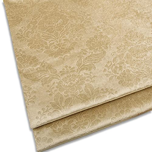 moonfarm 選べる7色 ヨーロピアン・ジャガード ベロア 生地 幅約1.5m×1m 花柄 手芸 (ゴールド)