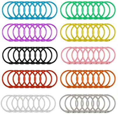 81-teiliges Set: 80 Bunte Buchringe 30mm Aus Metall Und 1 Locher, Loseblatt Verbinder in 10 Farben Für Scrapbook, Album, Büro Und Schule, Robuste Heftringe Zum Organisieren Von Karteikarten Und Dokume