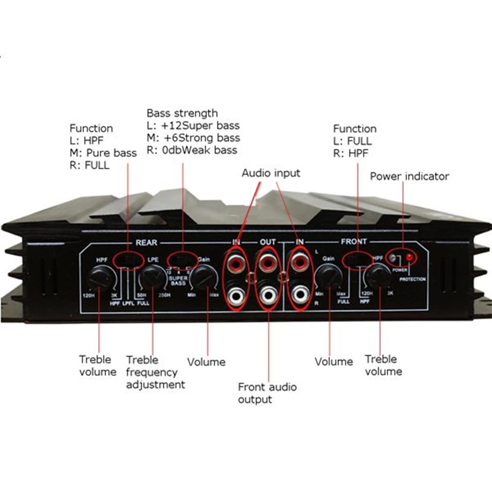 Amplificador RMS para coche, 5800 W, amplificador de potencia de audio para coche, amplificador de 4 canales, amplificador de audio para coche