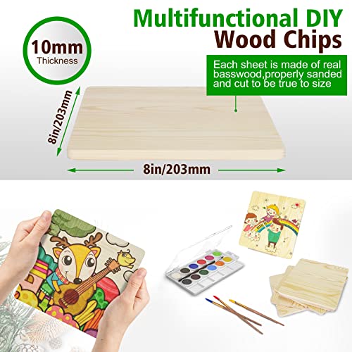 8 Pack Wood Placemats,8 Inch Unfinished Blank Wood Discs Square Wood Boards For Crafts,Diy Wood Coasters,Painting,Laser Engraving,Wood Burning,Door Design (Square) #TOP6