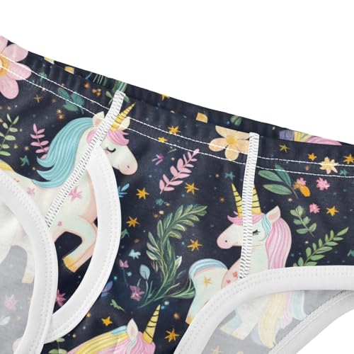 Wusikd Magical Unicorns Boys' Underwear Cotton Flowers Boys Briefs Soft Toddler Underwear 2T4