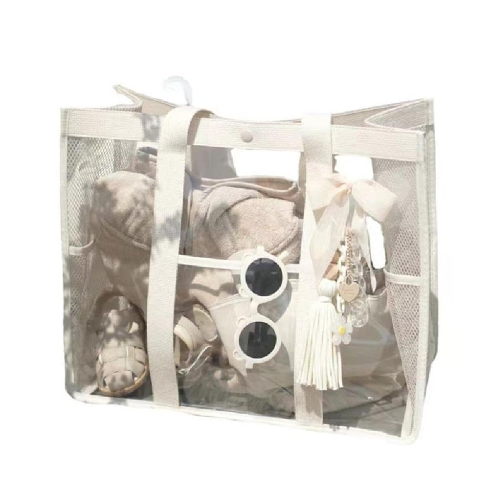 apughizeBolso de playa de verano, grande, transparente, práctico, plegable, organizador impermeable, bolsa de almacenamiento de viaje, bolsas de playa, bolsas de playa extra grandes, bolsa de playa