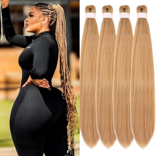 Honey Blonde Braiding Hair Pre Stretched Hypoallergenic 27/613 Prestretched Braiding Hair Knotless Synthetic Braids