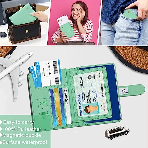 Image of Melsbrinna Rfid Passport Holder for Travel women /Men, Cute Passport Wallet Rfid Blocking Card Slots, Rfid Passport Cover /CaseTravel Wallet, Passport Book Holder (1, Green3)