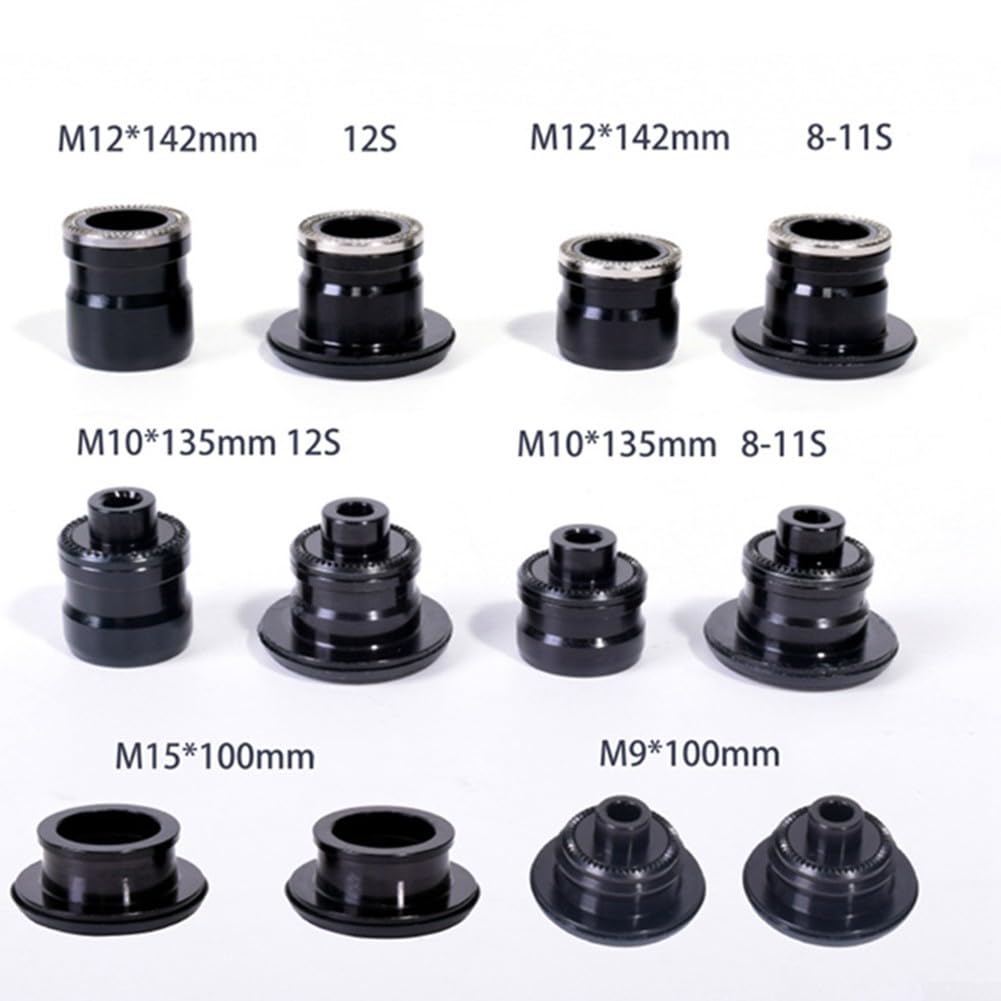 Adattatore a sgancio rapido per mozzo bicicletta in lega di alluminio nero M9-15 mm anteriore M10-12 mm