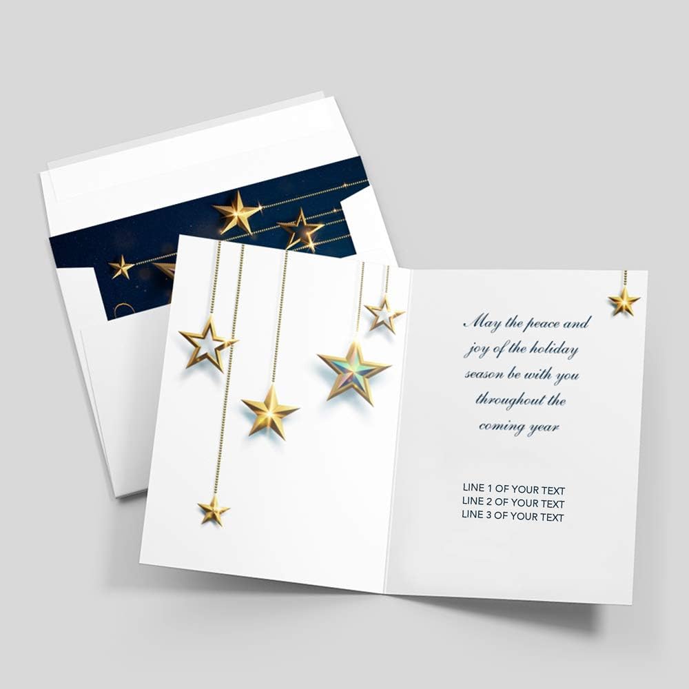 Holiday Starlight Toast - Christmas Cards | 25 Standard Greeting Cards with Your Custom Message and Envelopes | Printed in the USA