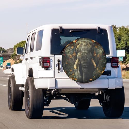 Image of Dujiea Elephant with Butterfly Wings Spare Tire Cover, Universal Wheel Tire Cover Waterproof Dust-Proof Tire Protectors for Trailer Rv SUV Truck Camper and Many Vehicle 14 15 16 17 Inch