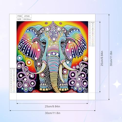 Image of AiYuanzsh 5D Special Shape Diamond Art Kits for Beginners, Diamond Art Painting Kits for Adults Color Elephant, Crystal Rhinestones Diamond Art for Home Wall Decoration Gift 12x12inch /30x30cm, Animal