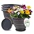 Usocik 10 Inch 4 Pack Large Plant Pots, Plastic Flower Pot for Indoor & Outdoor with Drainage Holes & Saucer, Plaid Pattern Planters Garden Pots for Herbs