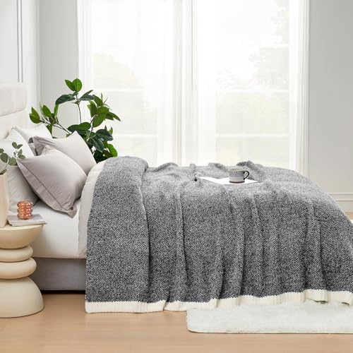 Image of Snuggle Sac Soft Warm Bed Blanket Oversized Twin XL 66x90 inch, Super Soft Warm Blankets for Bed, Living Room, Luxurious Microfiber Blanket Dupes, Heather Black, 66x90 inches