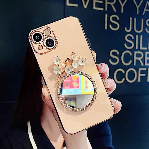 Image of KC Back Cover for Oneplus Nord CE 2 Lite 5G, Round Flower Mirror Electroplated Soft Silicone Camera Protection Case - Pink