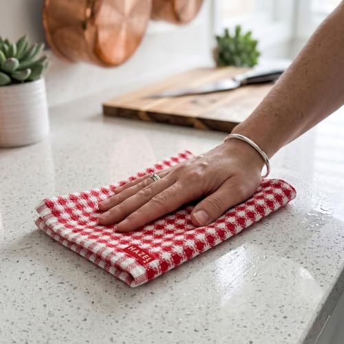 Image of HAZEL Kitchen Cleaning Cloth Set of 4 | Cotton Polyester Waffle Weave Towels for Cleaning, Wiping & Drying 30x50 cm | Reusable Kitchen Napkins