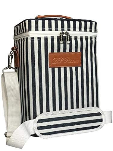 DS Picnic Insulated Wine Tote Bag Wine Bottle Carrier 4 Bottle Capacity Cooler