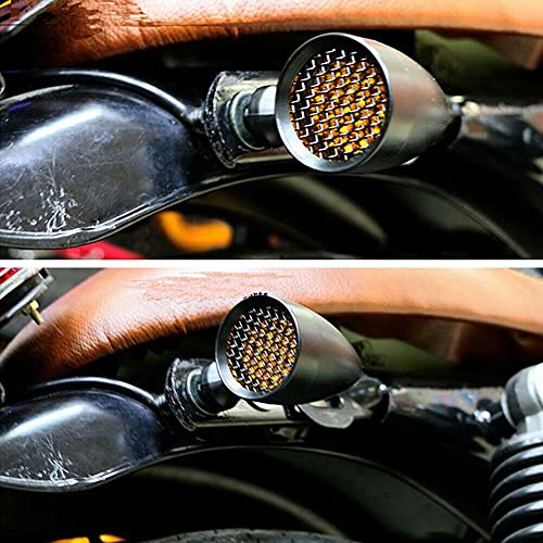Oumurs 2Pcs Universal Motorcycle Led Turn Signals Light Amber Bullet Blinker Indicator Cnc Aluminum Shell Compatible With Harley Honda Suzuki Kawasaki Chopper Bobber Touring 10Mm Mount #TOP4