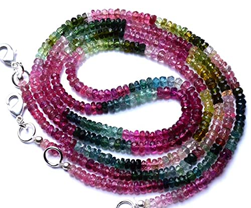 Tourmaline multicolore facettée perles rondelles 4mm pour collier et bracelet DIY