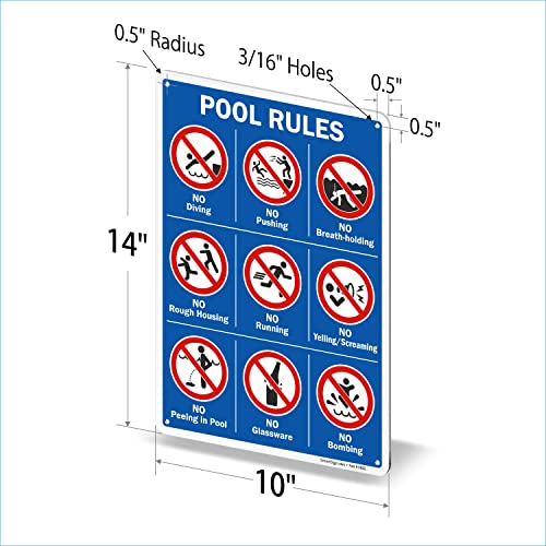 Cartel metálico SmartSign 14 x 10 pulgadas para piscina miniatura 6