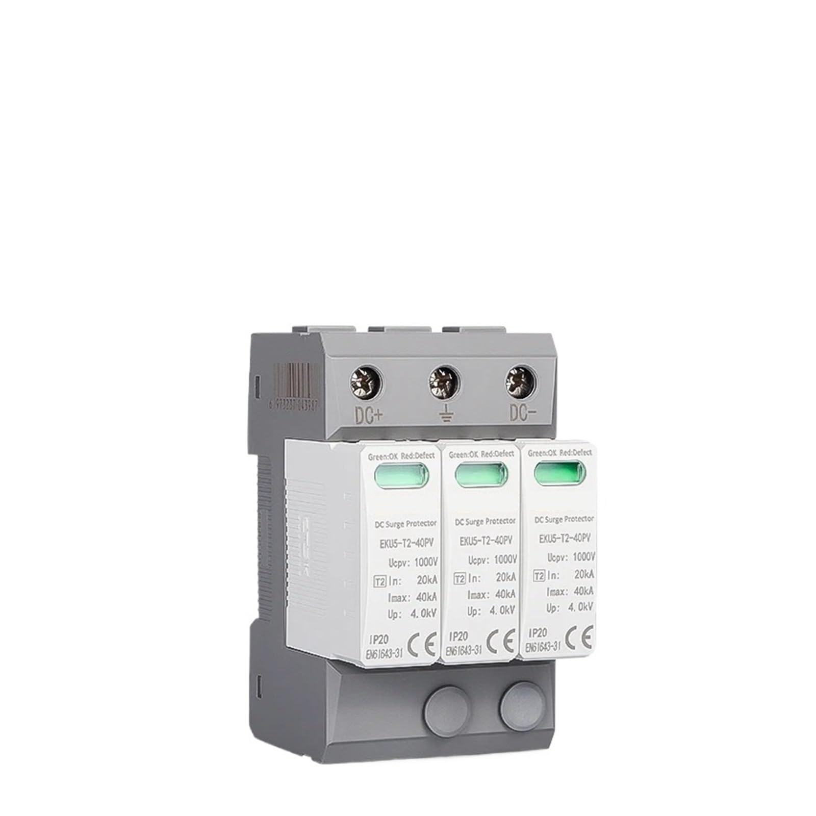 RWRAPS scaricatore Dispositivo di Protezione Contro Le sovratensioni for la casa Tipo PV SPD 3P DC 1000V 20-40KA Scaricatore di Protezione Protezione a Bassa Tensione EKU5-T2-40PV-3M1000