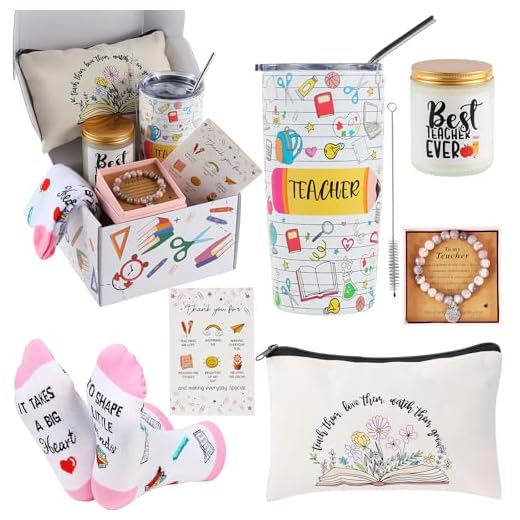 Presentes de agradecimento ao professor: conjunto de cesta de copo com suprimentos para professores e itens essenciais para aniversário feminino