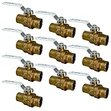 [10-Pack] PROCURU 3/4-Inch Sweat (CxC) Heavy Duty Brass Ball Valve, Full Port, 600 WOG, LF Certified Safe (3BC075-10P)